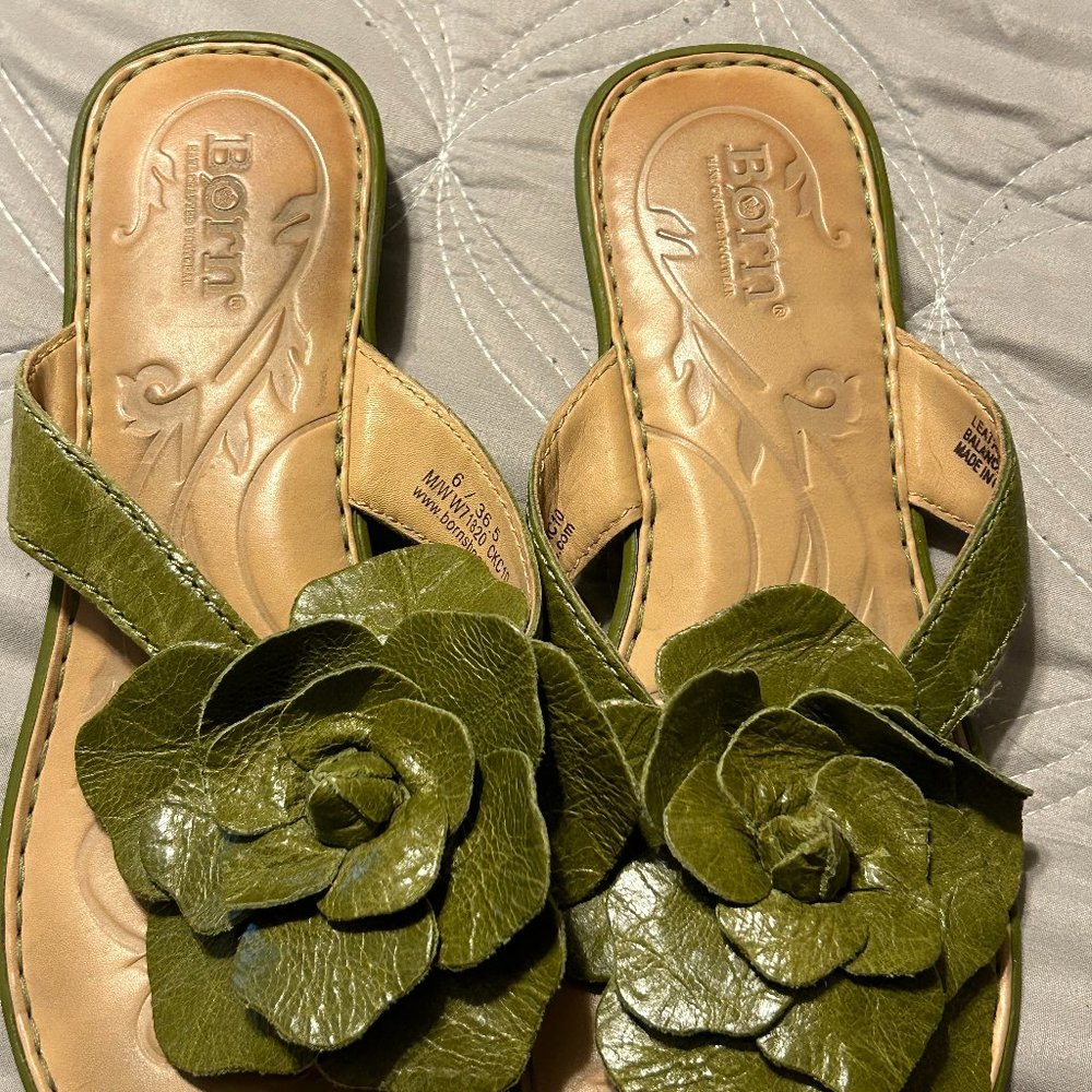 Green Floral Born Sandals
